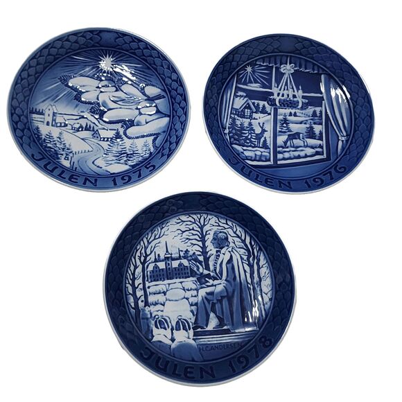 Grande Porcelain of Copenhagen Other - Lot 3 Grande Porcelain of Copenhagen Christmas Plates 1975 1976 1978 Denmark Jul